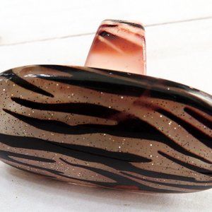 Zebra long ring, Sparkle Zebra print resin  ring